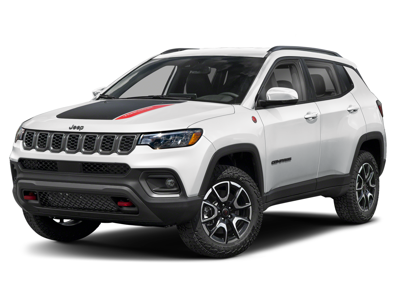 2024 Jeep Compass Trailhawk in Bright White Clearcoat — front three-quarter view